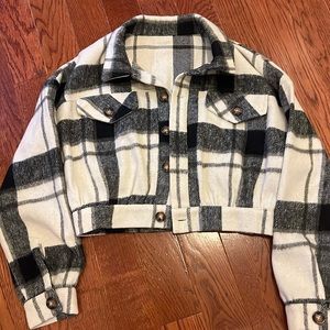 Cropped Flannel Jacket
